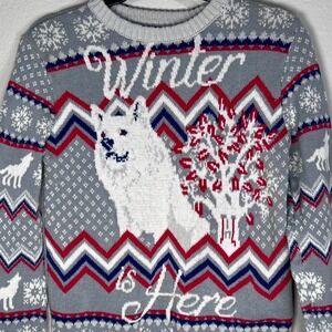 Game of Thrones Winter is‎ Here Sweater Wolf Graphic Knit SZ Medium
